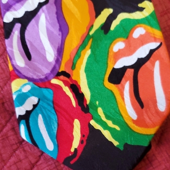 PAINTED TONGUES "Rare" Rolling STONES SILK TIE VINTAGE 1994 - Picture 8 of 8